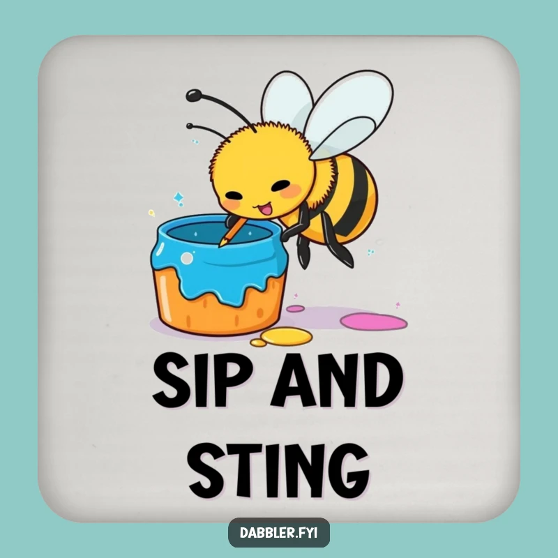 Funny Busy Bee Coaster Set - Protect Surfaces with Hilarious Art Gift