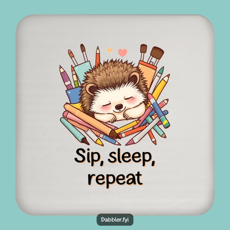 Funny Hedgehog Art Coaster: Protect Surfaces with Peaceful Artistic Flair
