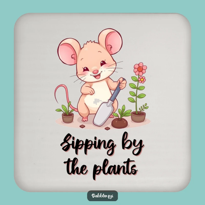 Funny Mouse Garden Coaster: Protect Surfaces with Happy Mouse's Plants!