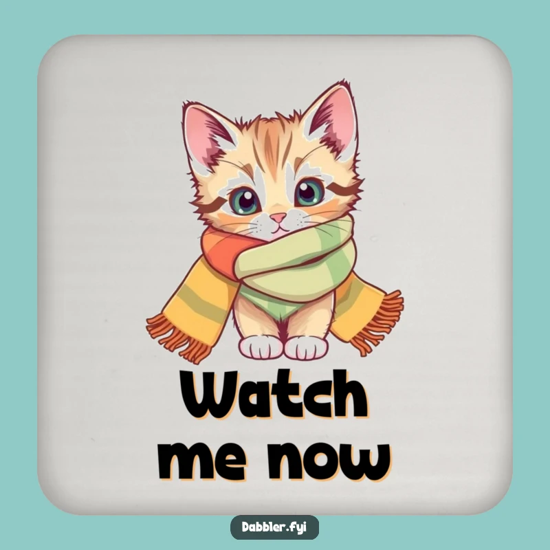 Funny Kitten Scarf Coaster: Protect Surfaces with a Cute Peek, Ideal Funny Gift