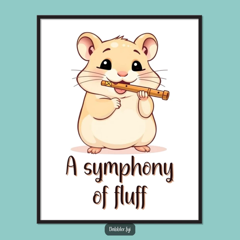 Funny Hamster Flute Player Poster: Adorable Art to Brighten Your Space!