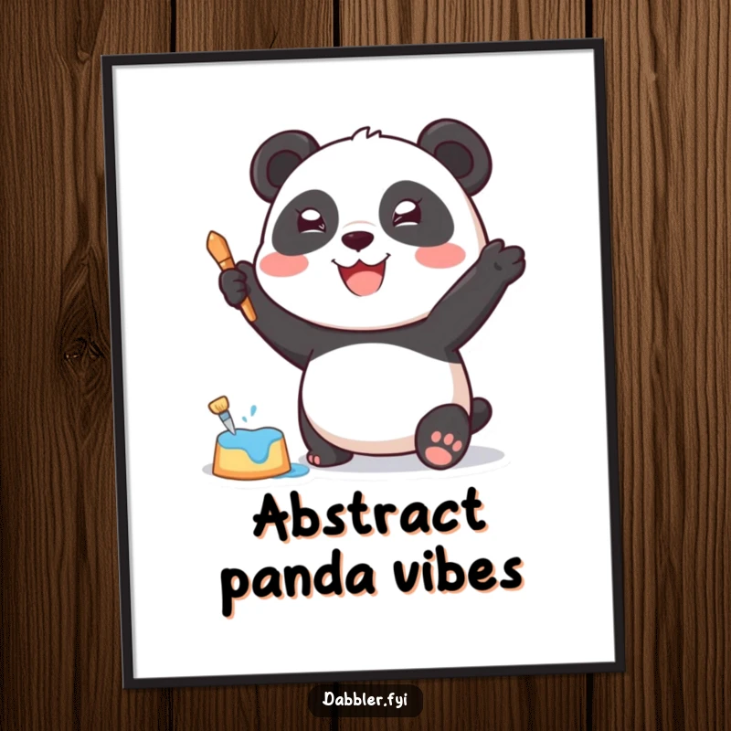 Funny Poster: A joyful panda character enthusiastically using a sponge to apply paint, creating humorous art.