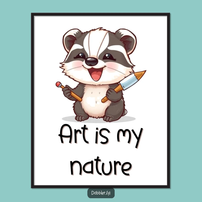 Funny Badger Palette Knife Poster: Vibrant Art Print, Perfect Humorous Gift for Studios
