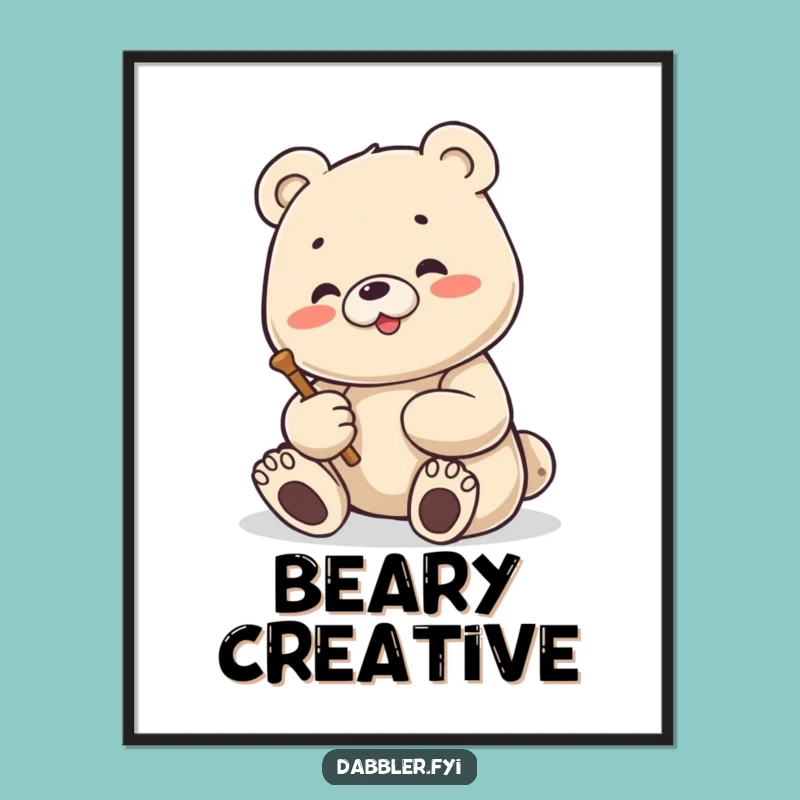 Funny Bear Sculptor Poster: Creative Art Print, Humorous Wall Decor Gift