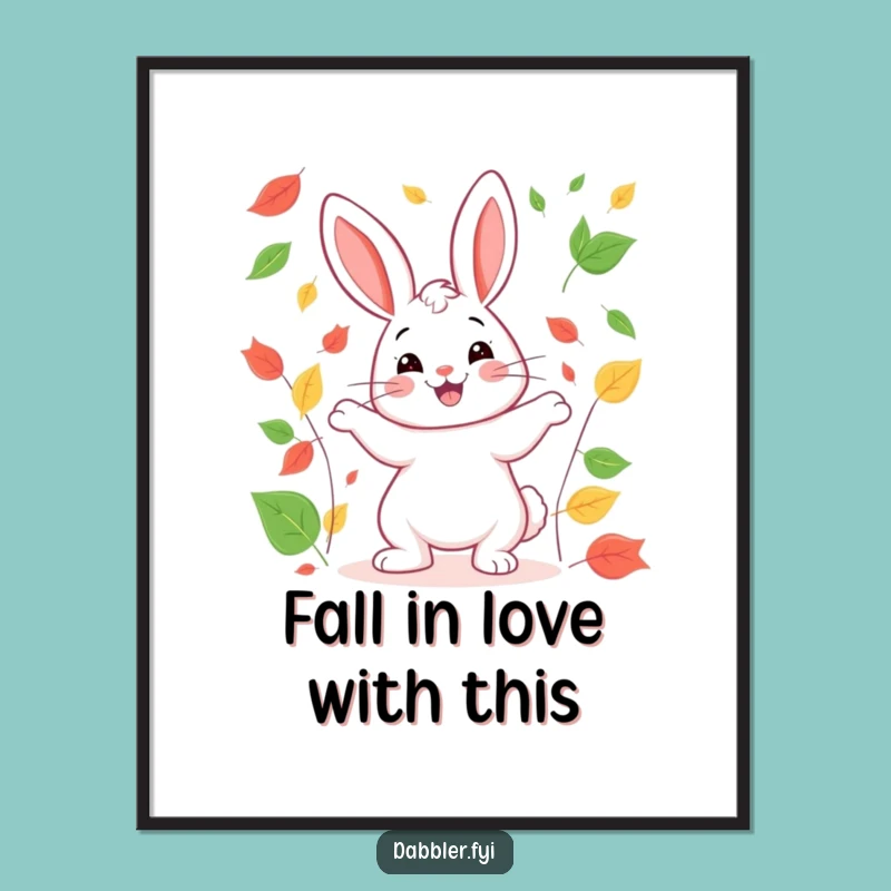 Funny Rabbit Juggling Poster: Happy Autumn Art, Whimsical Funny Gift for Wall Decor