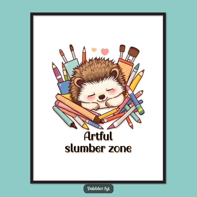 Funny Hedgehog Art Poster: Serene Print, Perfect Humorous Gift for Calm Studios