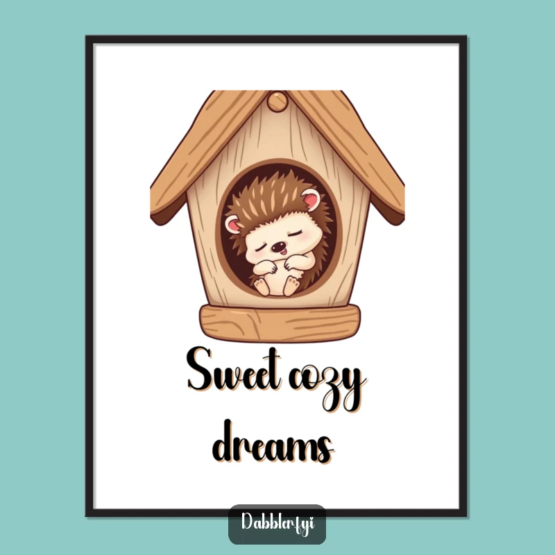 Funny Hedgehog Nap Poster: Sleepy Character's Cozy Haven Art, Gift!