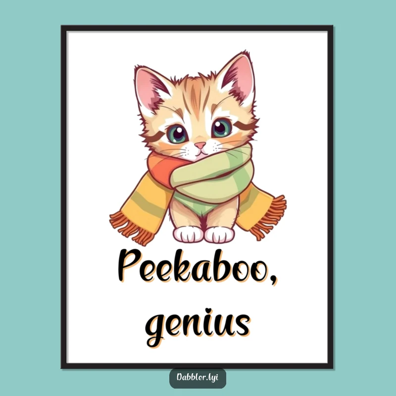 Funny Kitten Scarf Poster: Adorable Art for Walls, a Charming Funny Gift