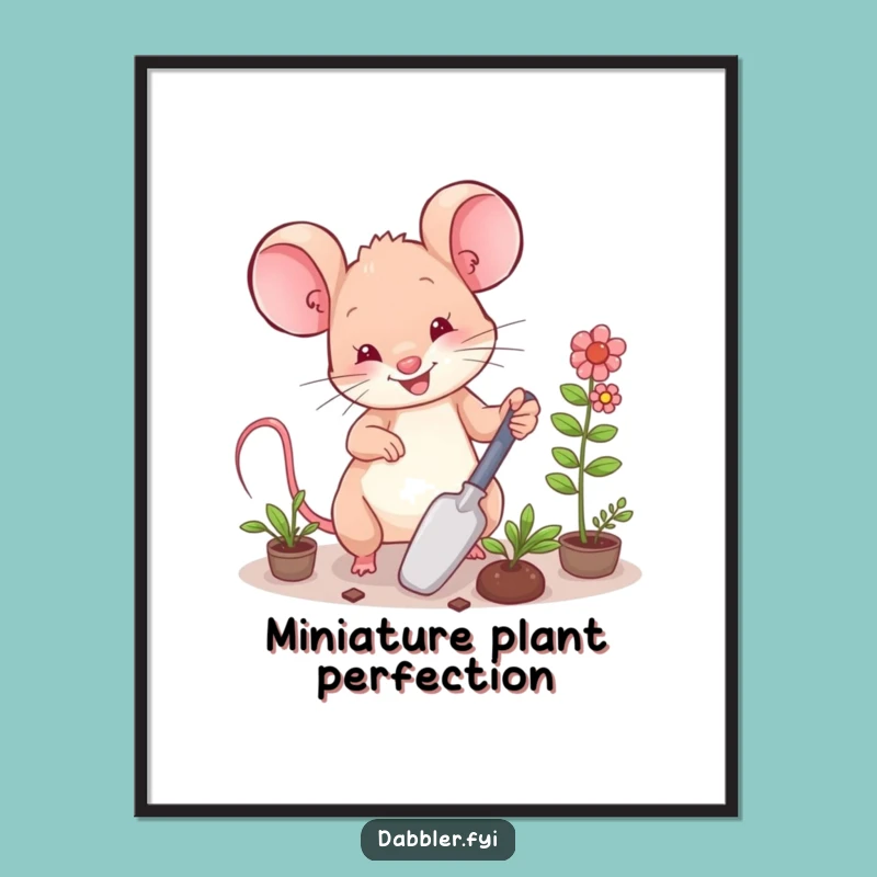 Funny Mouse Garden Poster: Happy Gardener Mouse Art, Playful Gift!