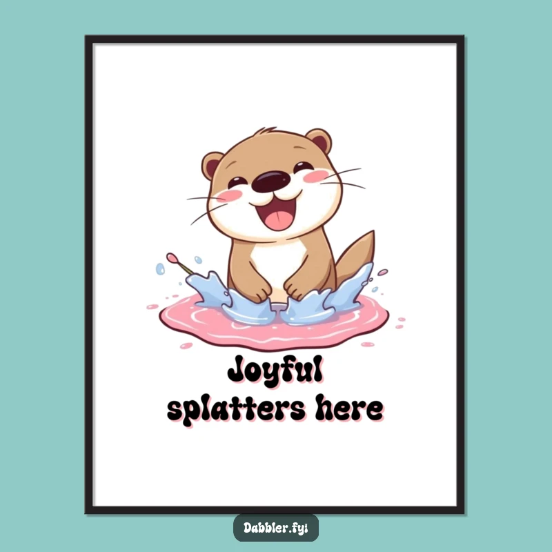 Funny Otter Poster - Joyful Artist's Splash Art, Whimsical Wall Decor Funny Gift