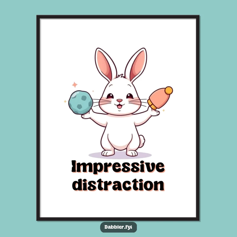 Funny Rabbit Juggling Poster: Whimsical Art for Your Walls, a Charming Funny Gift
