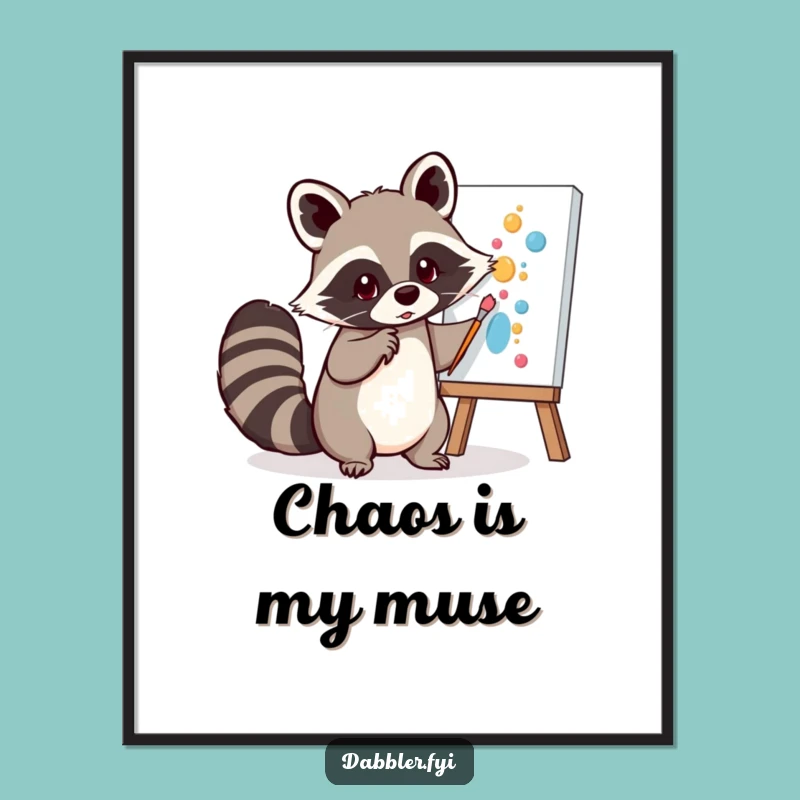 Funny Raccoon Tail Art Poster: Vibrant Print, Perfect Humorous Gift for Studios