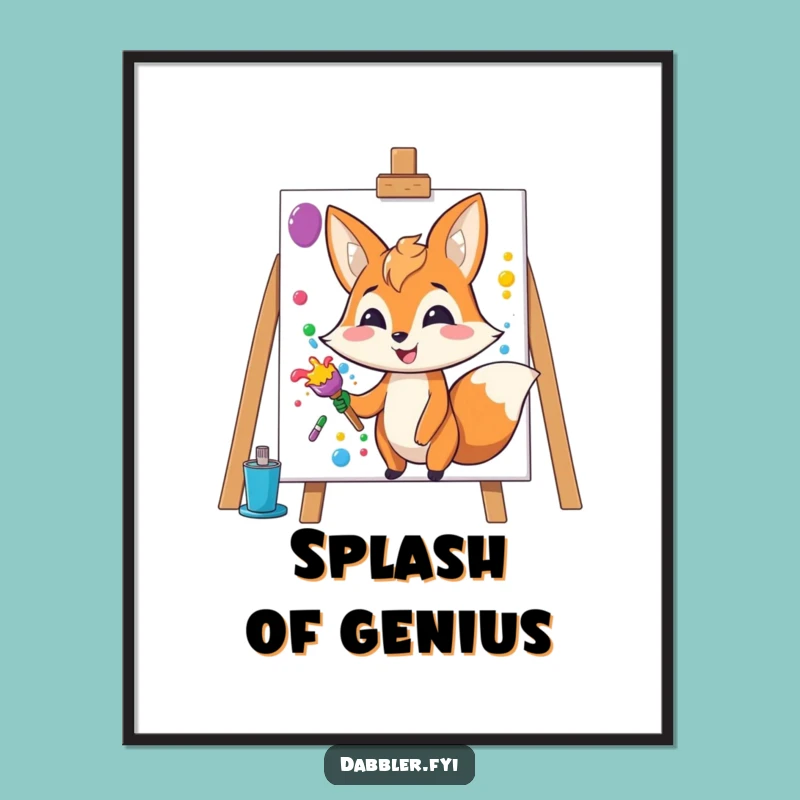 Funny Fox Art Print: Creative Splashing Scene, Whimsical Funny Gift Poster!