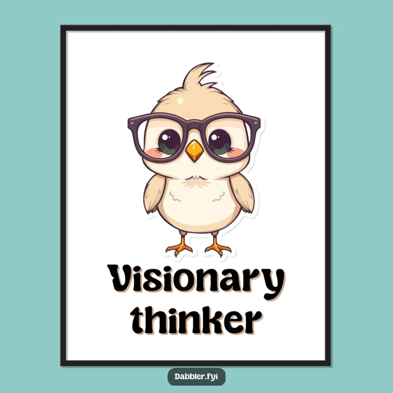 Funny Bird Poster: Oversized Glasses Art - Quirky Wall Decor & Hilarious Gift!