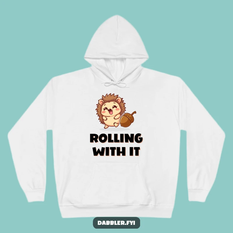Cozy Funny Hedgehog & Acorn Hoodie: Playful Character, Warm Humorous Gift