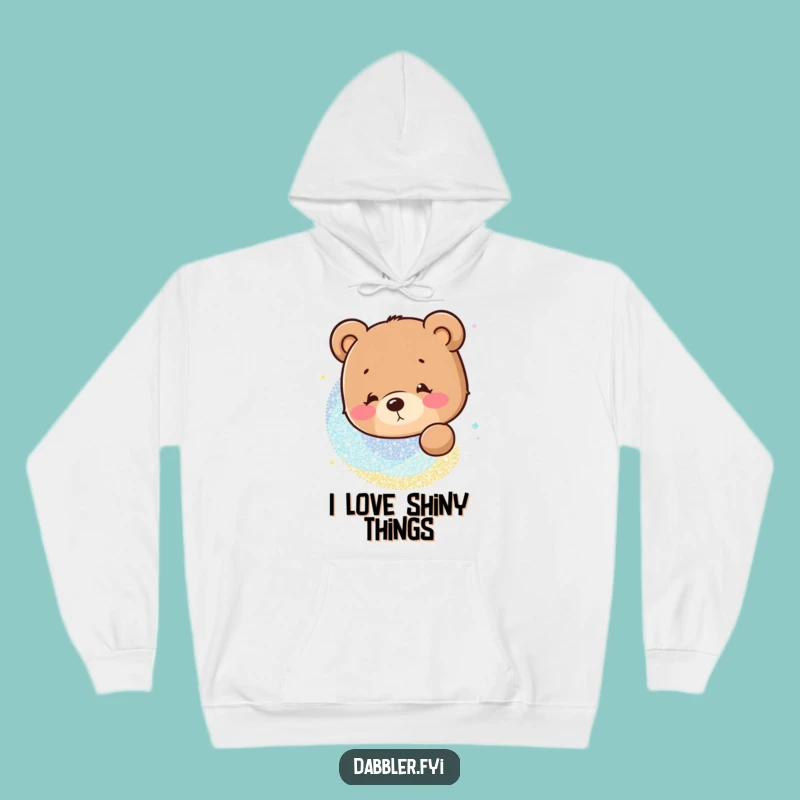 Funny Bear Glitter Hoodie: Cozy Up with a Curious Bear's Sparkle Obsession!