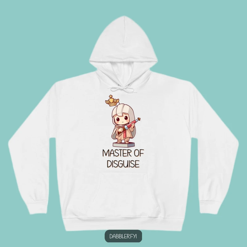 Funny Mischief Hoodie: Character Pretending to Be Statue with Tool, Cozy Funny Gift