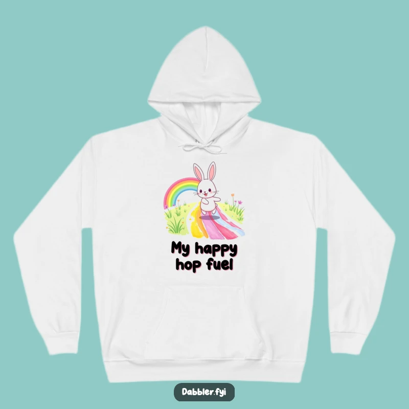 Funny Rabbit Rainbow Path Hoodie: Cozy Art Lover Gift for Ultimate Comfort and Laughs