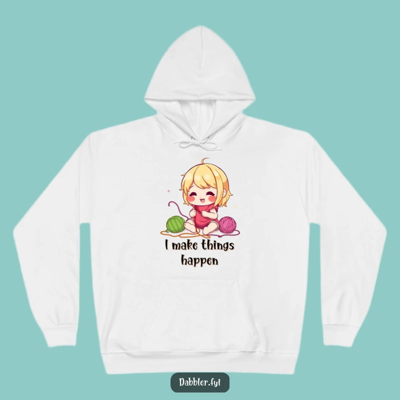 Funny Hoodie for Crafters: Lively Character Sewing Colorful Threads, Cozy Funny Gift