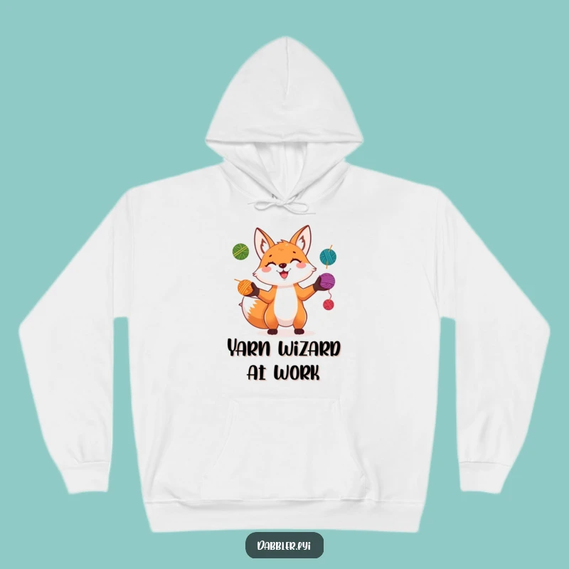 Funny Fox Juggler Hoodie: Playful Character Juggling Colorful Yarn Balls with a Grin