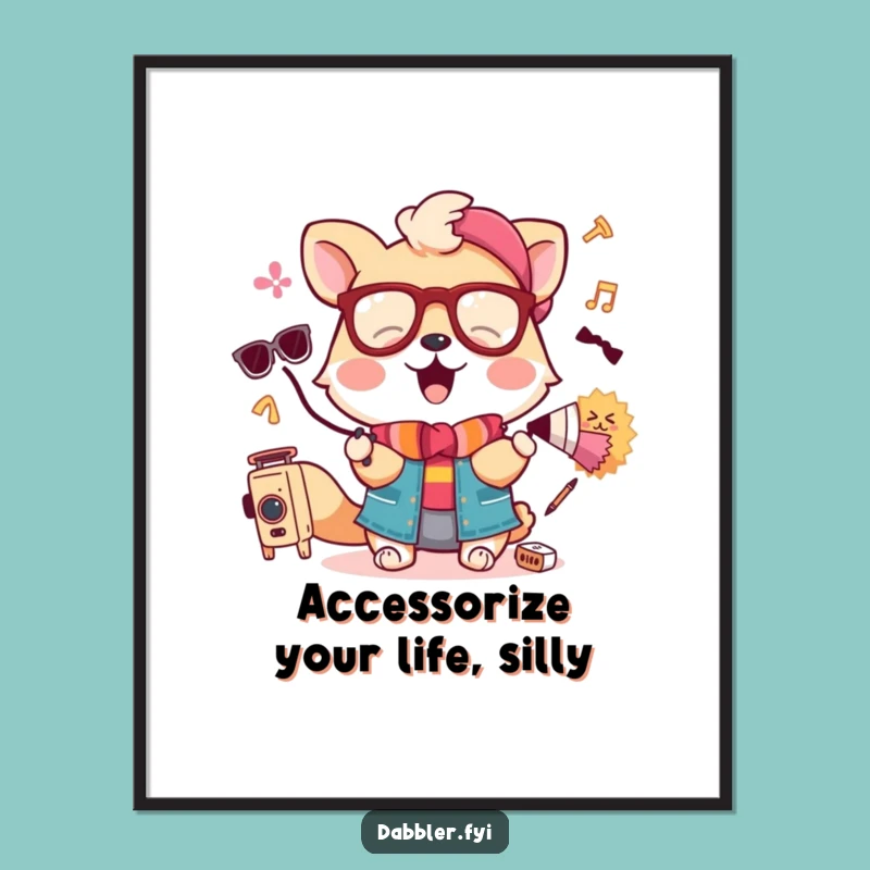 Funny Free Printable Wall Art: Amusing Animal Accessory Decor, Downloadable Quirky Art Print
