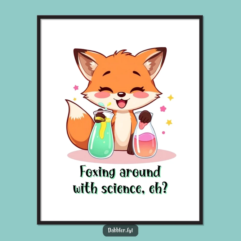 Free Printable Fox Wall Art: Mad Scientist Downloadable Decor for a Quirky Lab