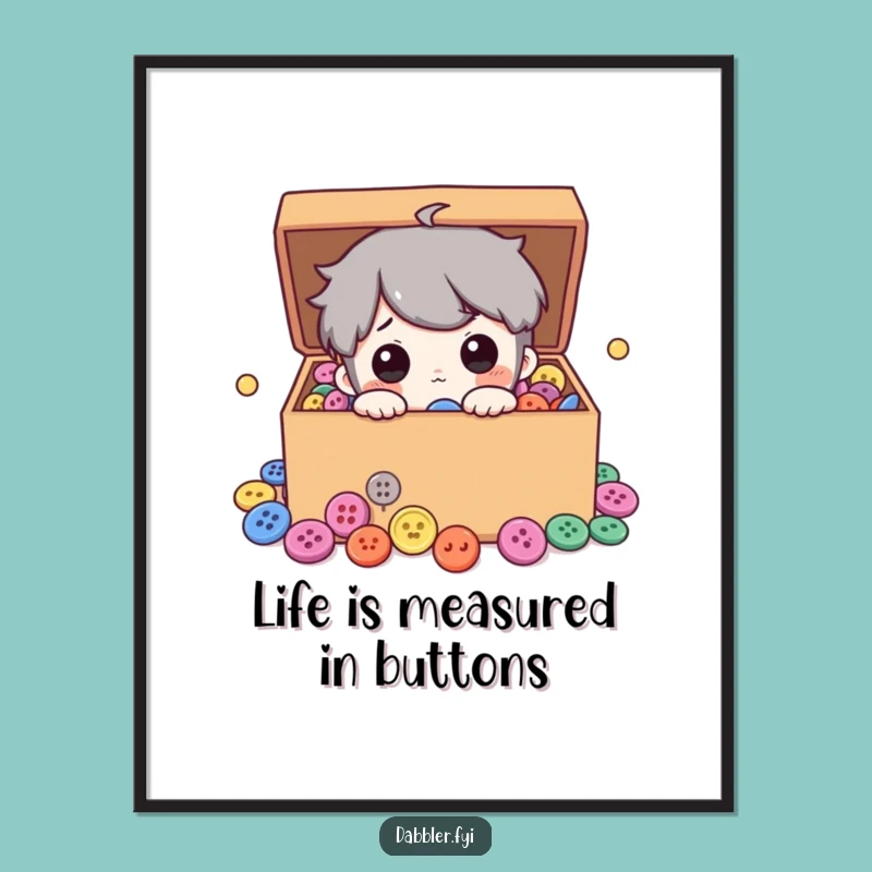 Free Printable Wall Art: Curious Button Character, Funny Downloadable Home Decor