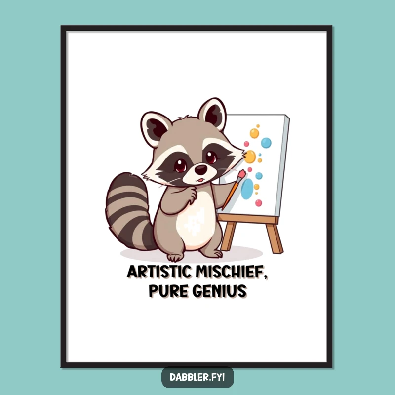 Free Printable Wall Art: Raccoon Tail Painter Funny Downloadable Art Gift