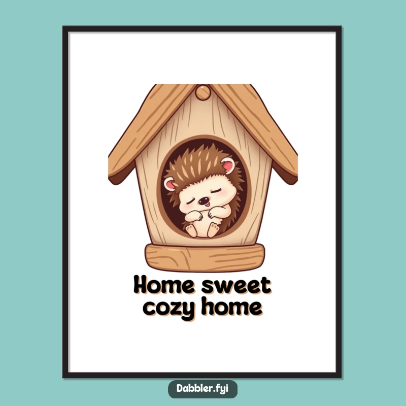 Sleepy Hedgehog Birdhouse Funny Free Printable Wall Art - Downloadable Home Decor Gift