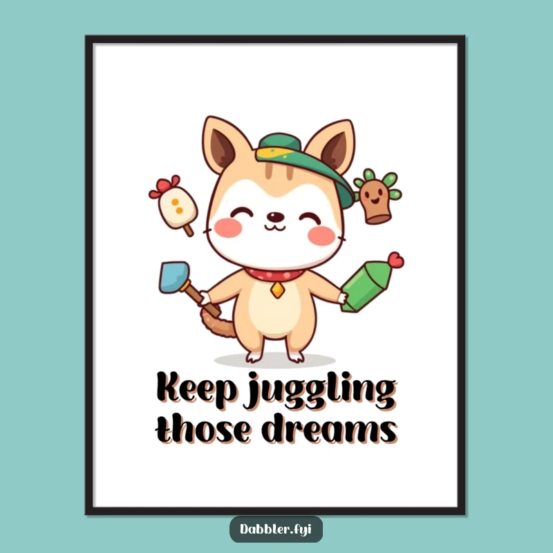 Funny Free Printable Wall Art: Juggling Animal Downloadable Home Decor