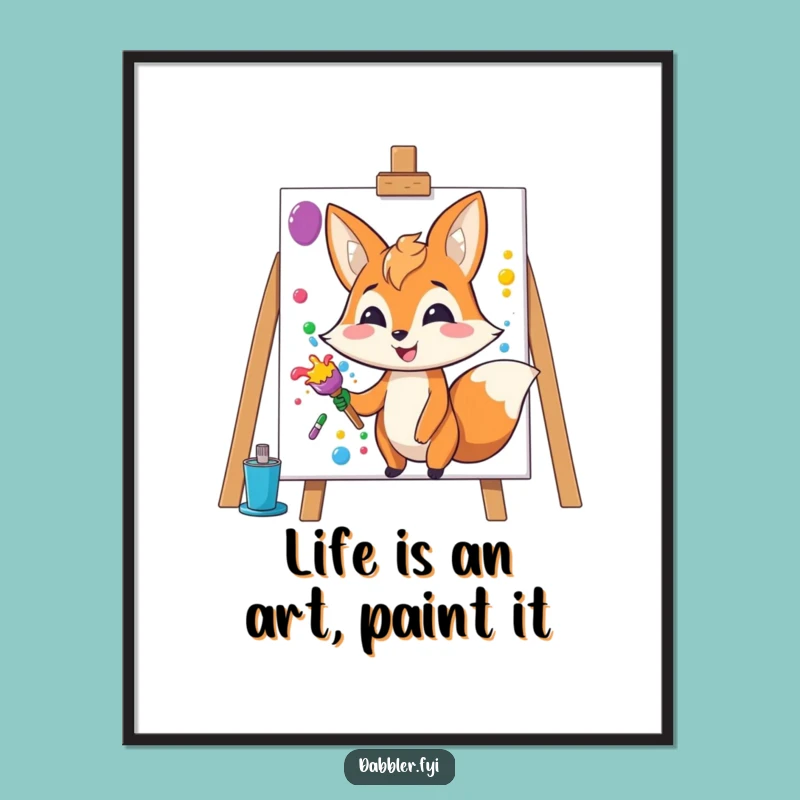 Funny Free Printable Wall Art: Fox Splashing Paint, Creative & Colorful Downloadable Decor