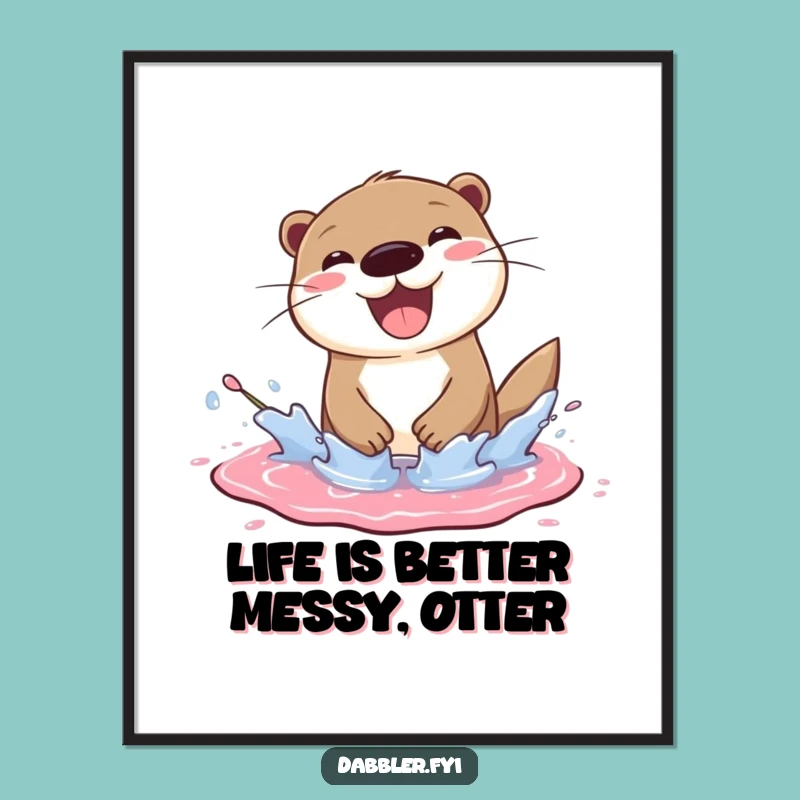 Free Printable Wall Art: Cheerful Otter Painting, Downloadable Artistic Decor