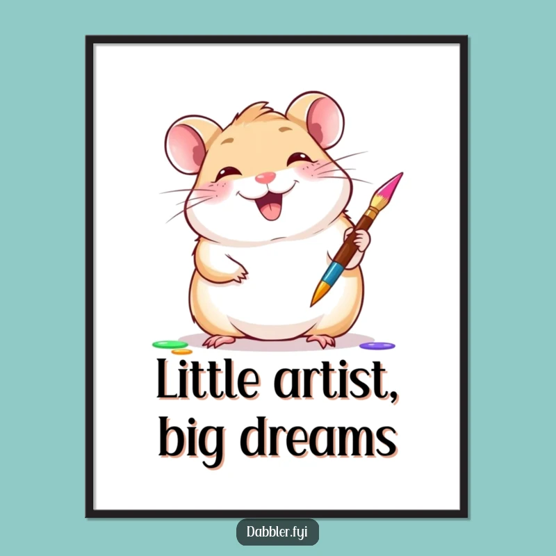 Free Printable Wall Art: Giggling Hamster Artist, Downloadable Creative Decor