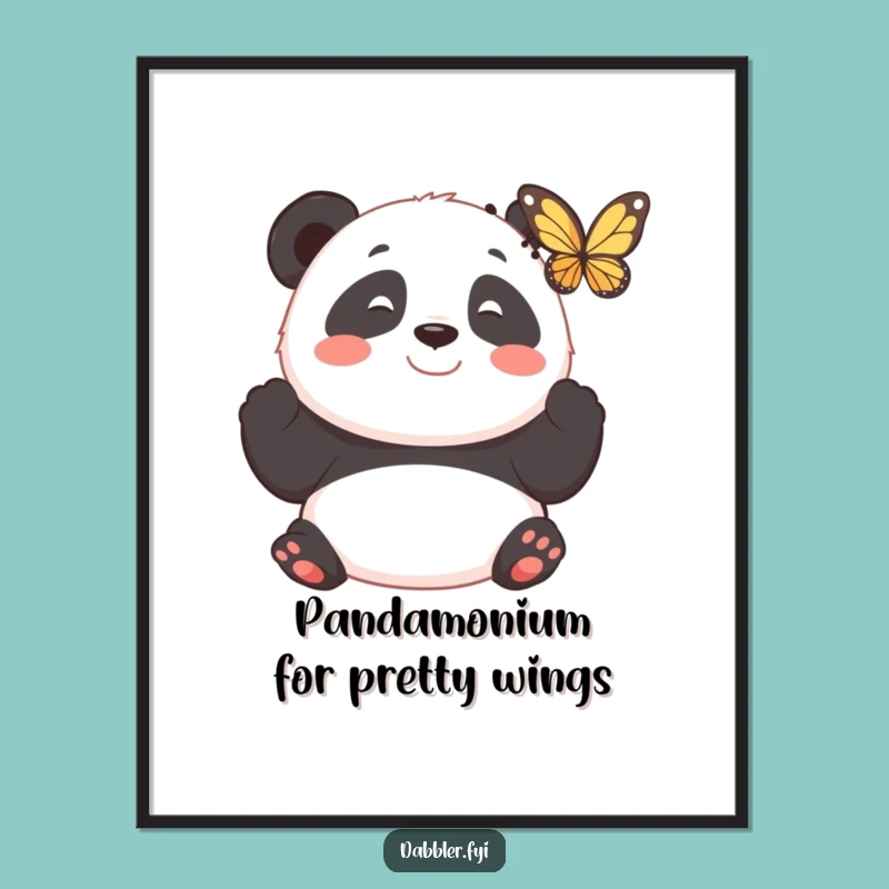 Free Printable Wall Art: Panda & Butterfly Art, Funny Downloadable Decor