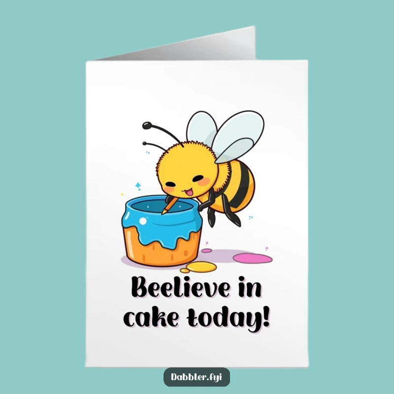 Free Printable Bee Paint Birthday Card: Funny Downloadable DIY Gift for Artists