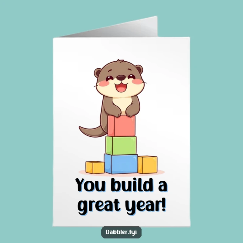 Delighted Otter Blocks Funny Free Printable Birthday Card - Downloadable DIY Gift