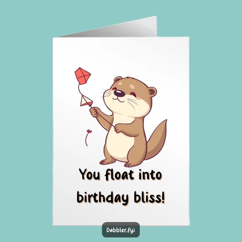 Free Printable Birthday Card: Funny Otter Kite Flyer, Hilarious Downloadable Gift