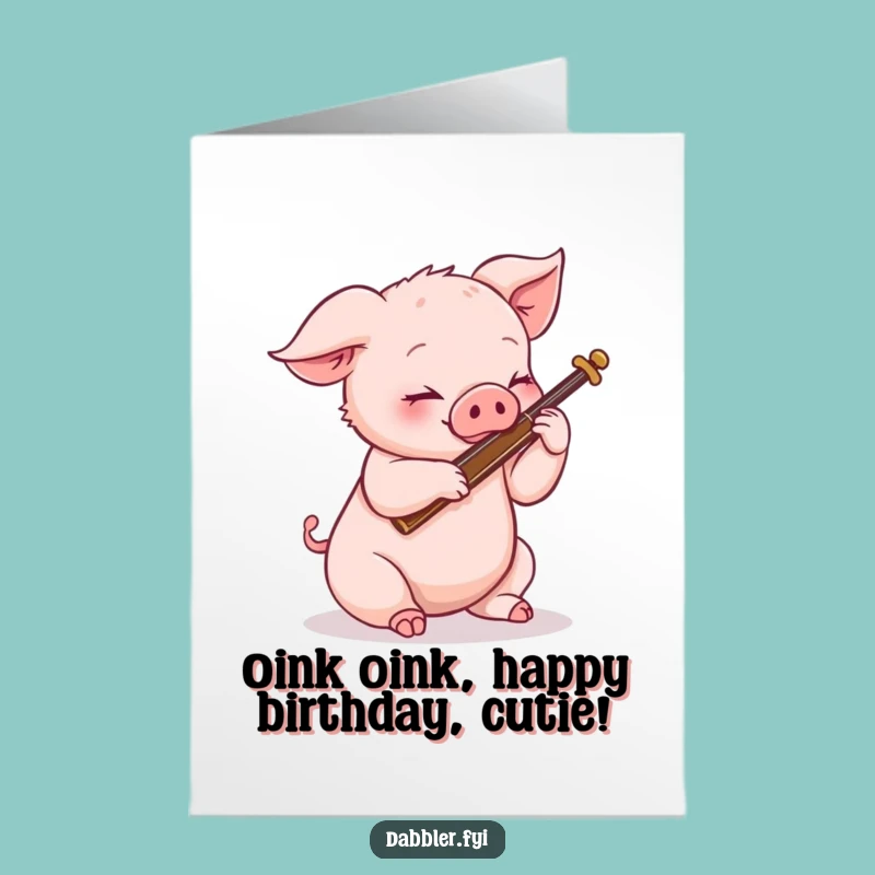 Free Printable Birthday Card: Funny Piglet Musician, Downloadable & Print-at-Home