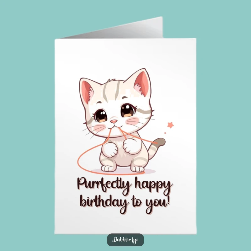 Free Printable Birthday Card: Kitten & String, Funny DIY Downloadable Gift