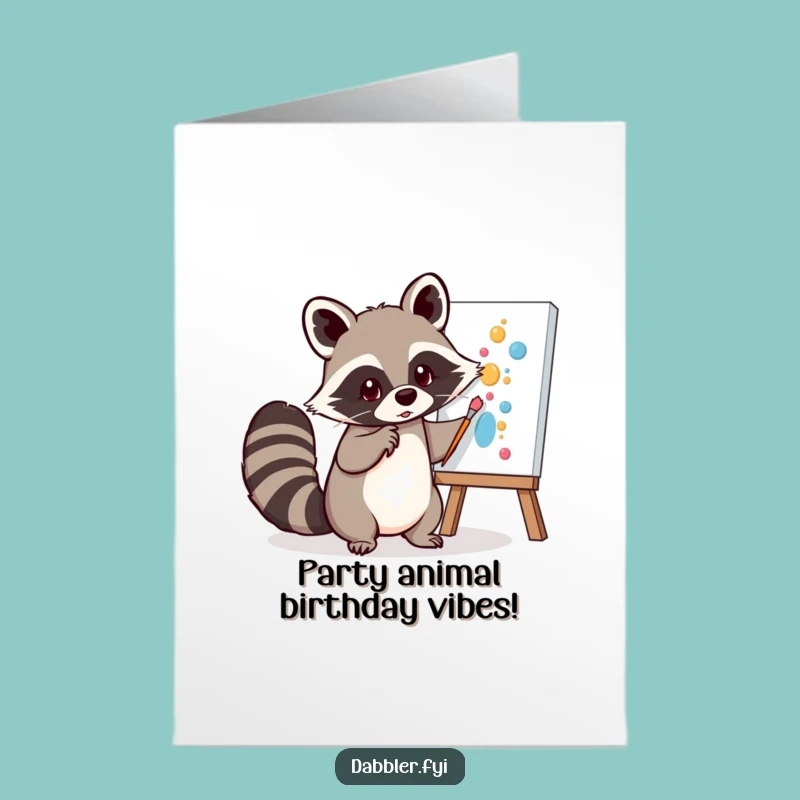 Free Printable Birthday Card: Raccoon Tail Painter Funny Downloadable Gift