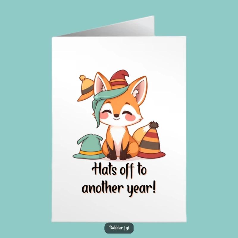 Free Printable Birthday Card Fox: Hilarious Hat-Wearing Amusements Downloadable Gift