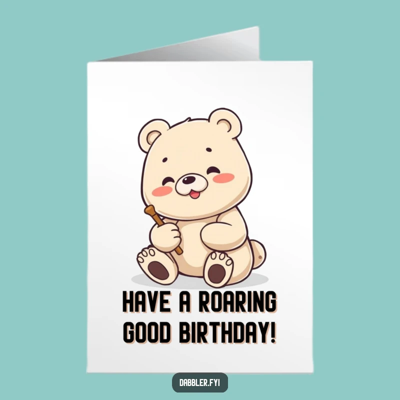 Free Printable Bear Birthday Card: Funny DIY Downloadable Gift for Artists