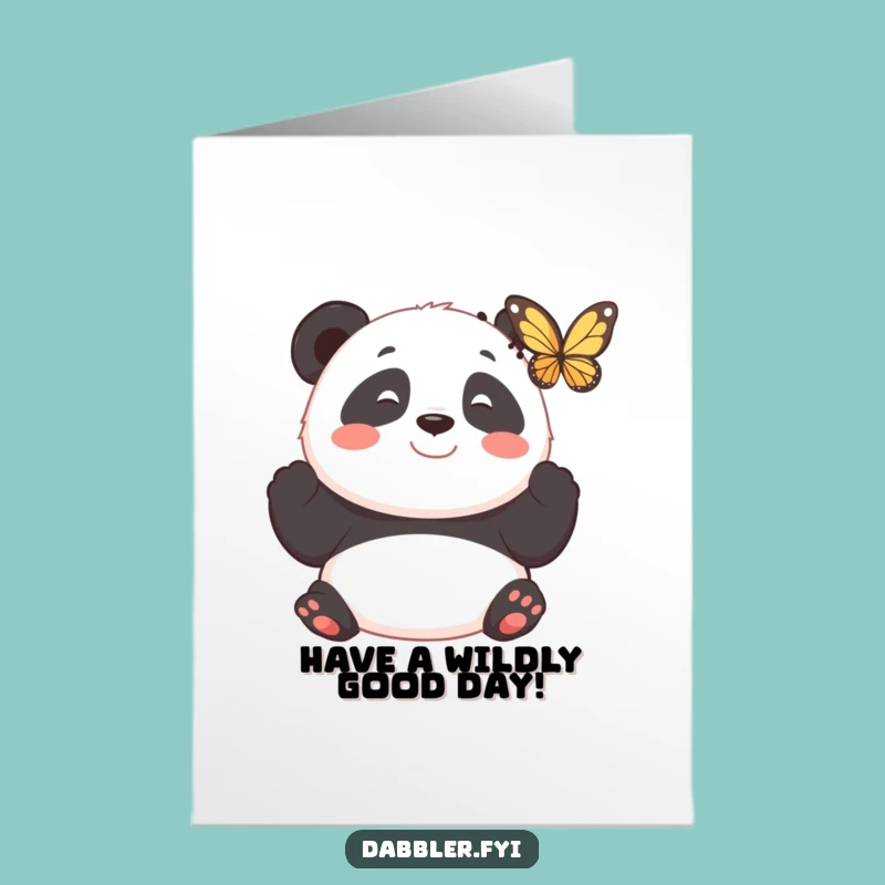 Free Printable Birthday Card: Panda & Butterfly, Funny Downloadable Gift for Nature Lovers