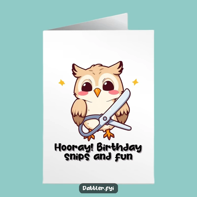 Free Printable Birthday Card: Funny Owl Cutting Paper for DIY Gift Download