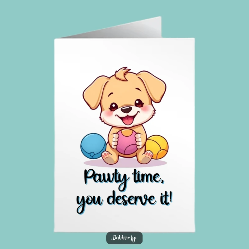 Free Printable Birthday Card: Puppy Juggling Balls, Funny DIY Downloadable Gift