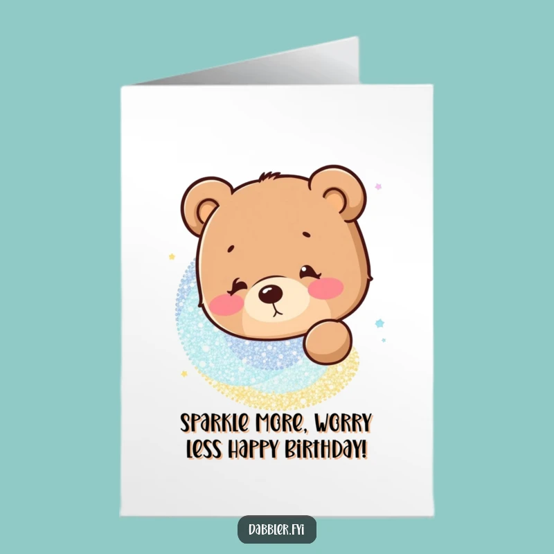 Curious Bear Glitter Funny Free Printable Birthday Card - Downloadable DIY Gift
