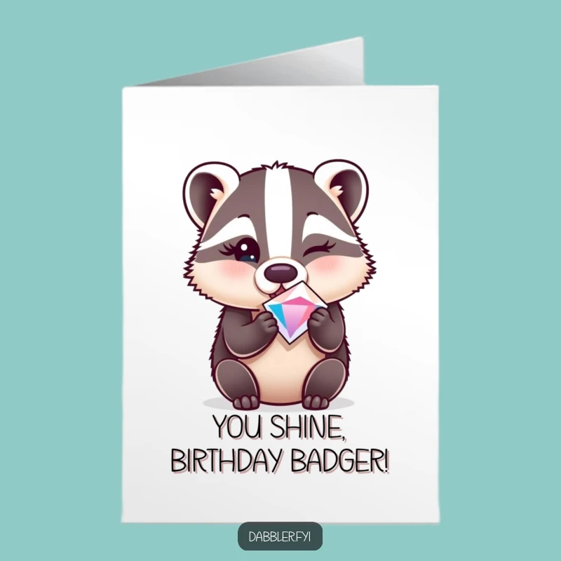 Free Printable Birthday Card: Surprised Badger Gem, Funny Downloadable Gift