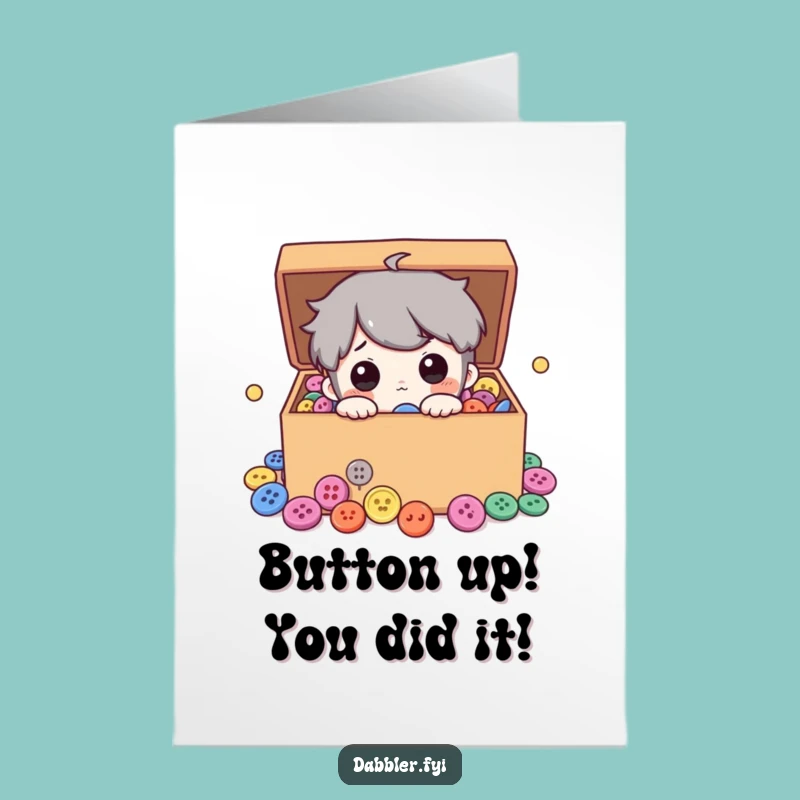 Free Printable Congrats Card: Button Explorer Character, Humorous DIY Downloadable Gift