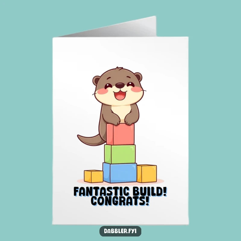 Delighted Otter Blocks Funny Free Printable Congrats Card - Downloadable DIY Gift