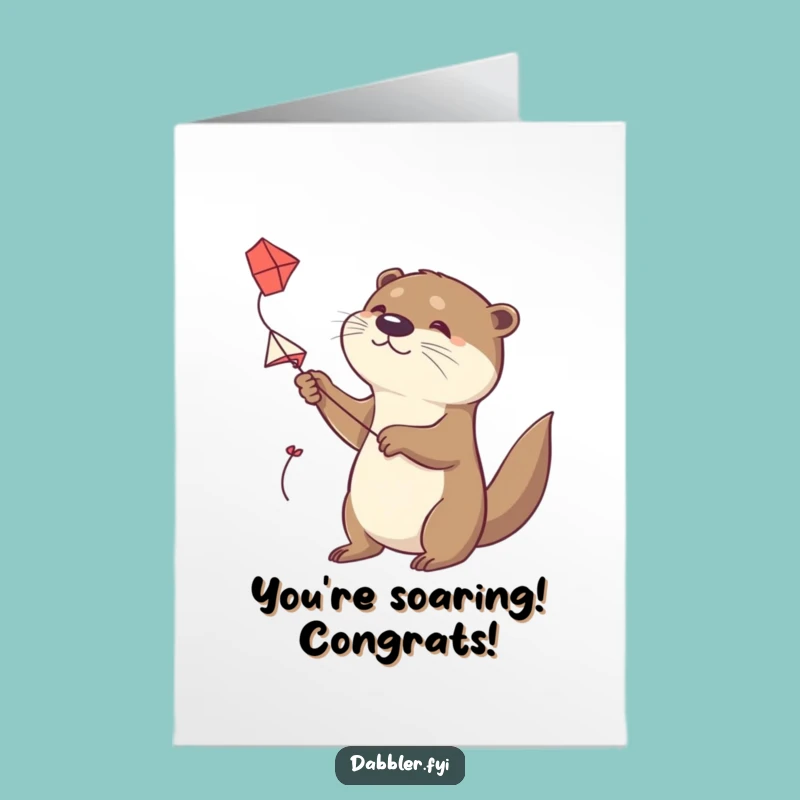Free Printable Congrats Card: Funny Otter Kite Flyer, Instant Downloadable Gift